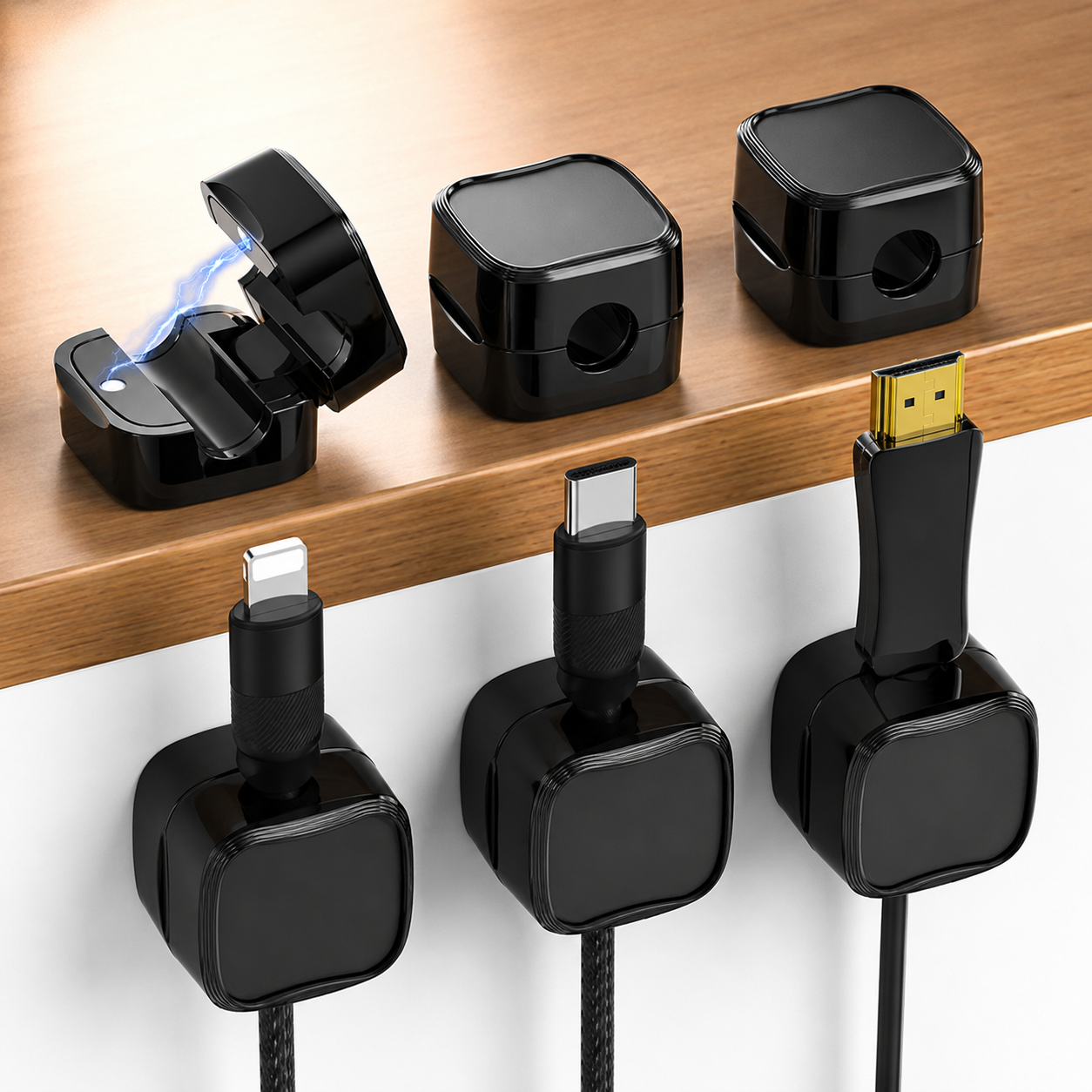 Gaming Desk Cable Management Clips– Magnetic Wire Organizer & Cord Holder for Clean Setups