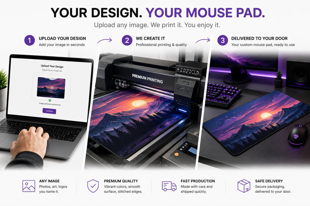 Custom Gaming Mouse Pad – Premium Desk Mat with Anti-Slip Base for Gaming & Work