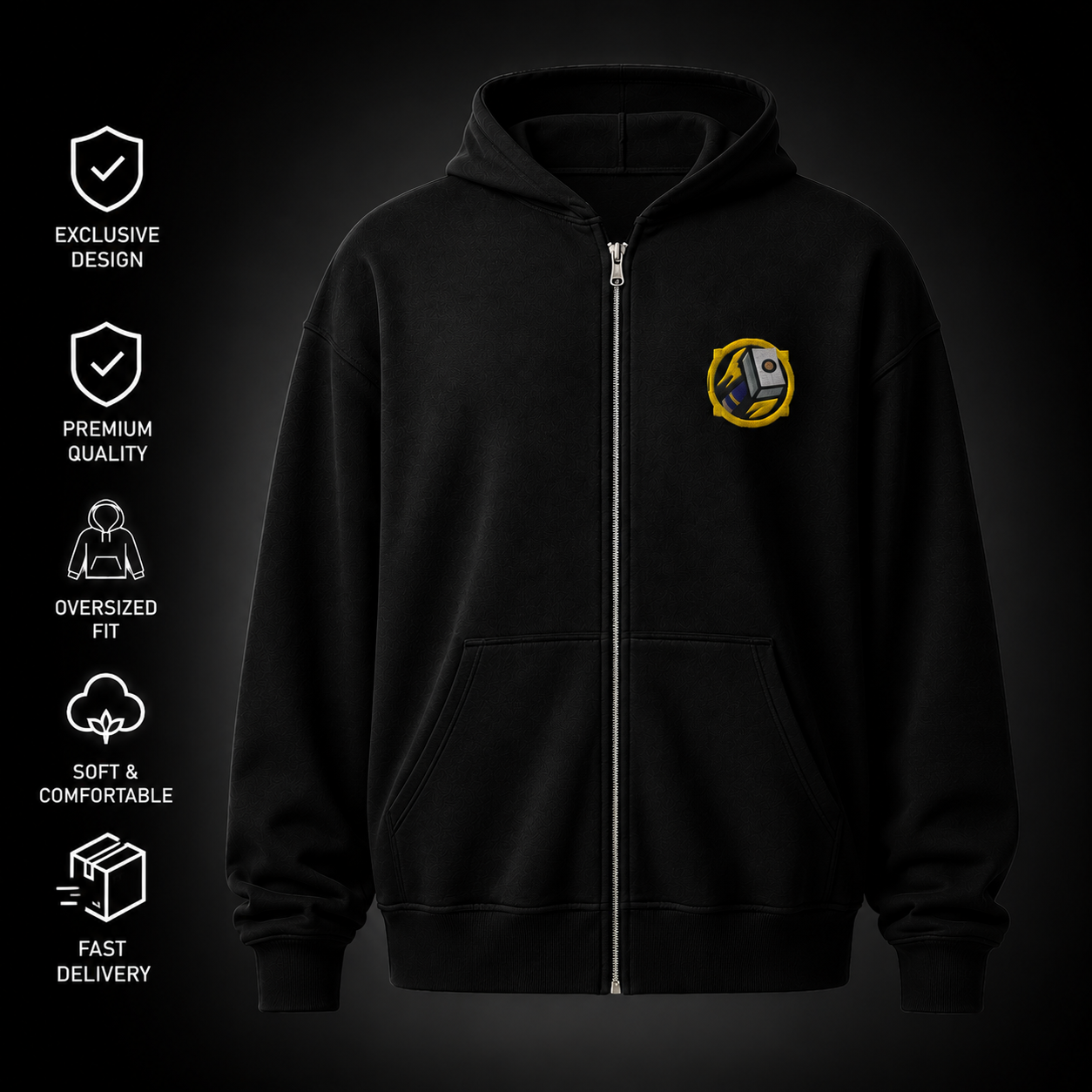 Paladin Gaming Zip Hoodie – World of Warcraft Inspired Fleece Jacket