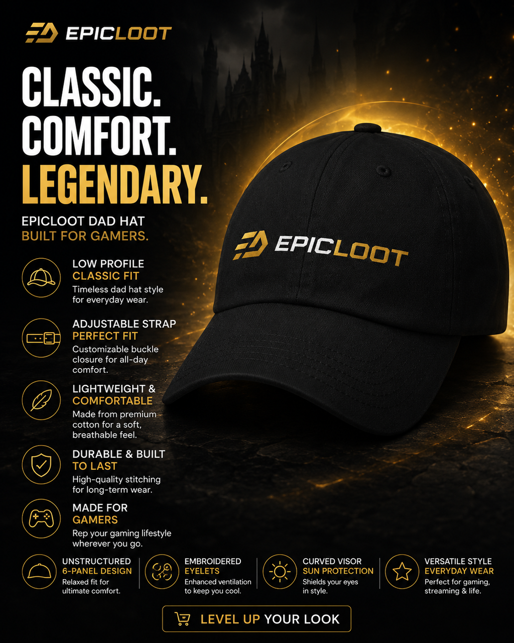 Epic-Loot Dad Hat – Classic Gaming Cap with Adjustable Strap