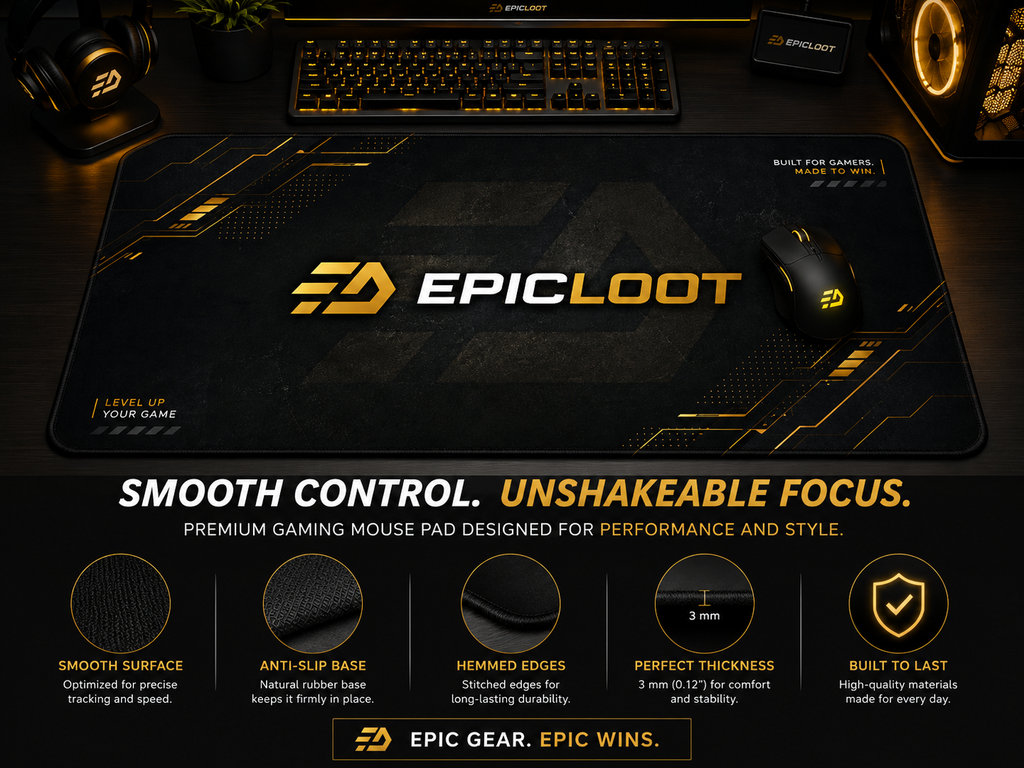 Epic-Loot Gaming Mouse Pad – Premium Anti-Slip Desk Mat for Gaming & Work