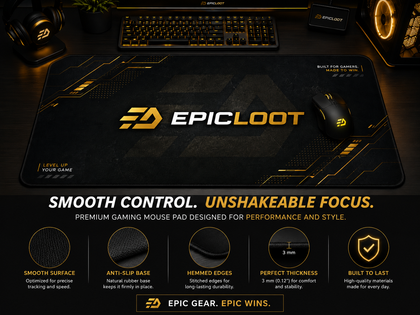 Epic-Loot Gaming Mouse Pad – Premium Anti-Slip Desk Mat for Gaming & Work