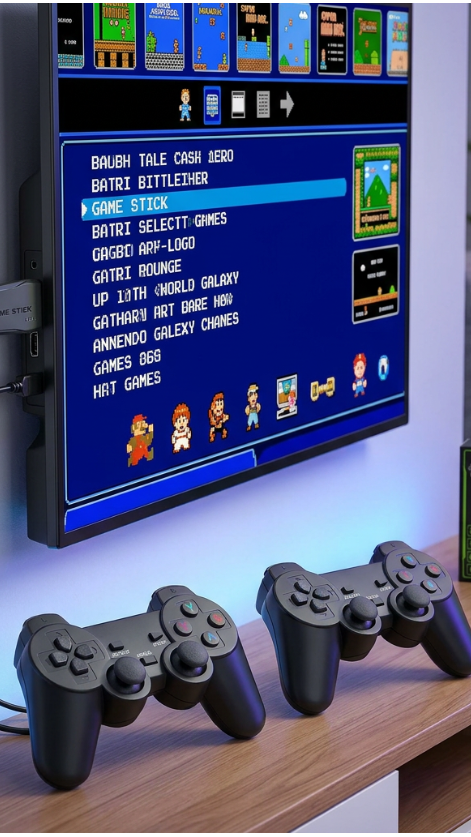 4K HDMI Retro Game Stick Console – 10000+ Built-in Games, Dual Wireless Controllers
