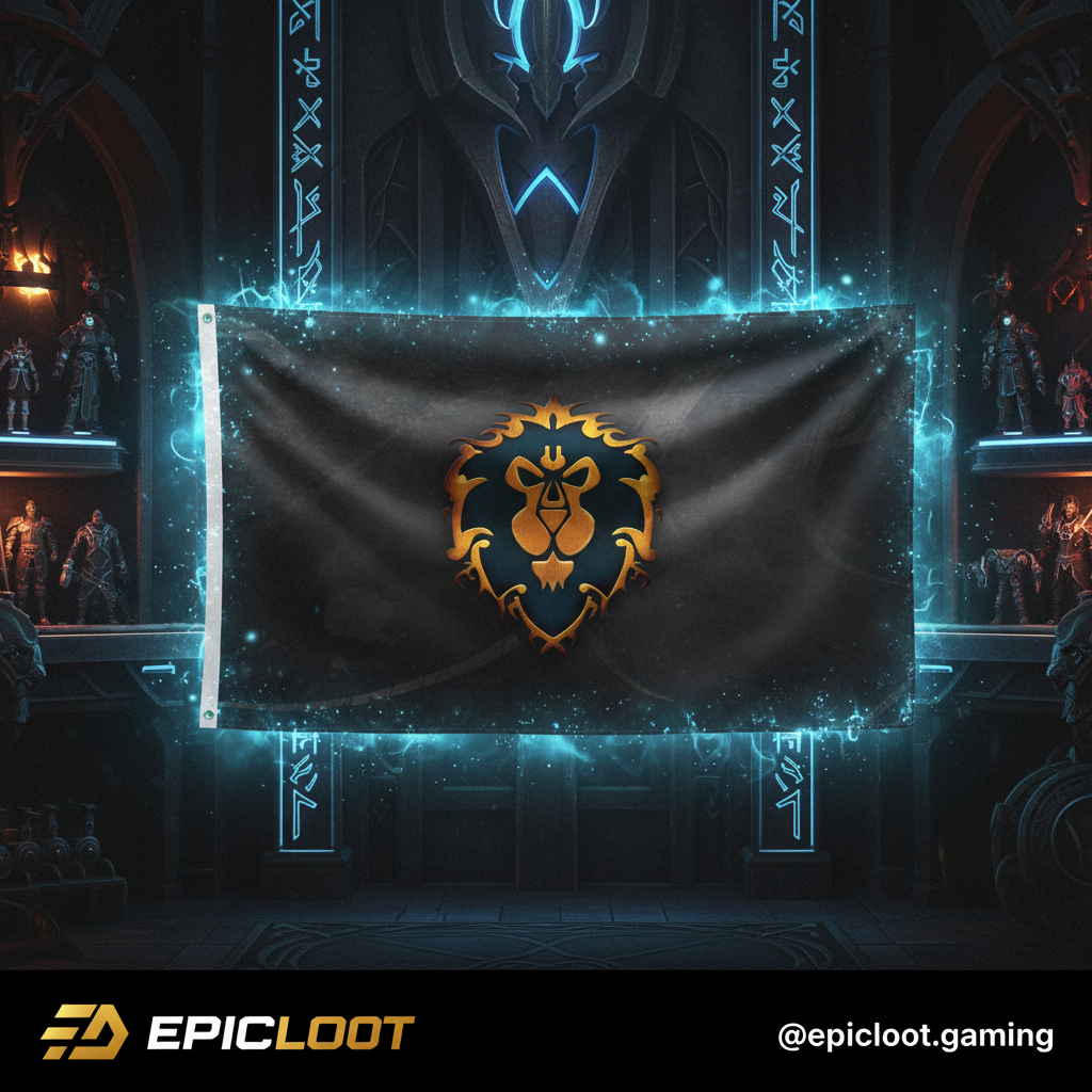 Alliance Wall Flag – World of Warcraft Gaming Room Decor | Epic WoW Wall Banner for Gamers